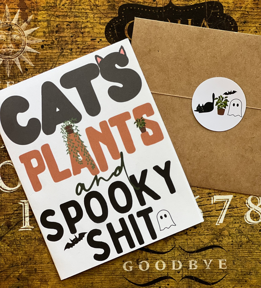 Cats Plants Spooky Shit Card